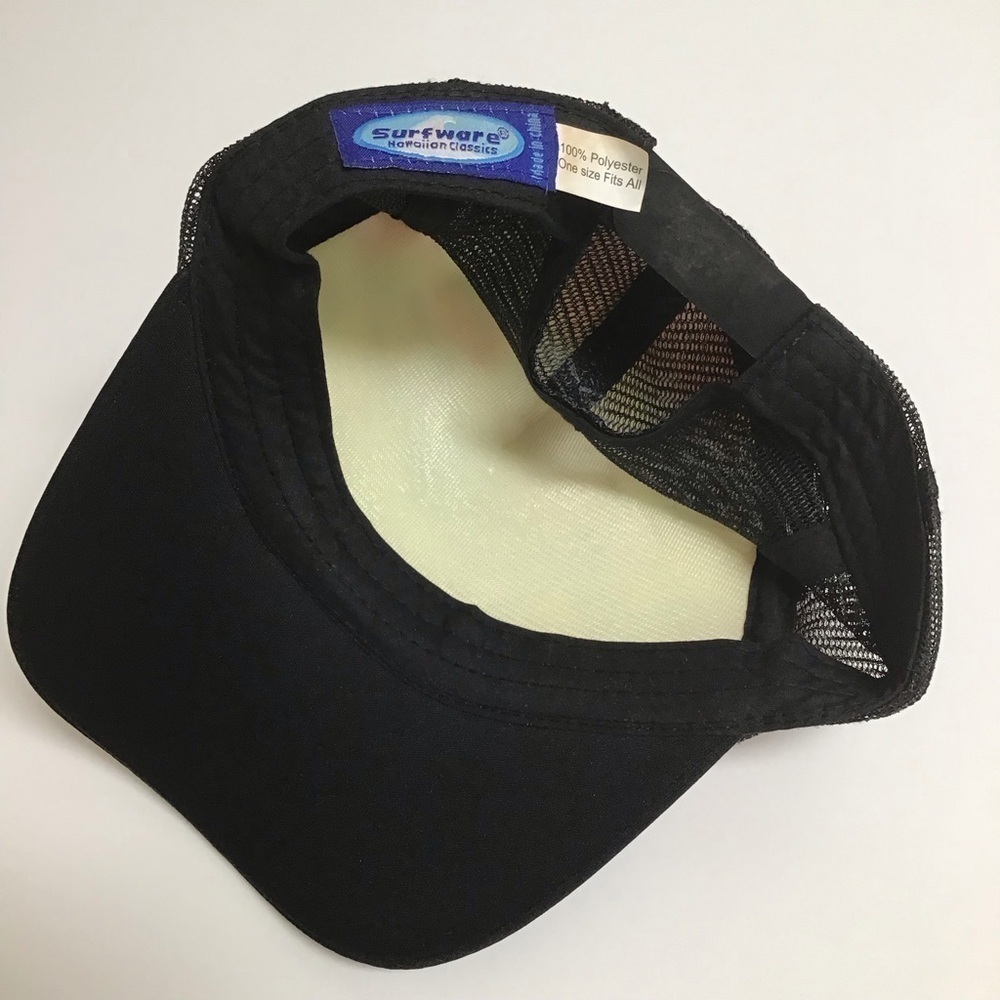 HAWAII Surfer Hat Mesh Snapback Black Cap Pink Hibiscus Floral Adjust Surferware - Picture 5 of 11